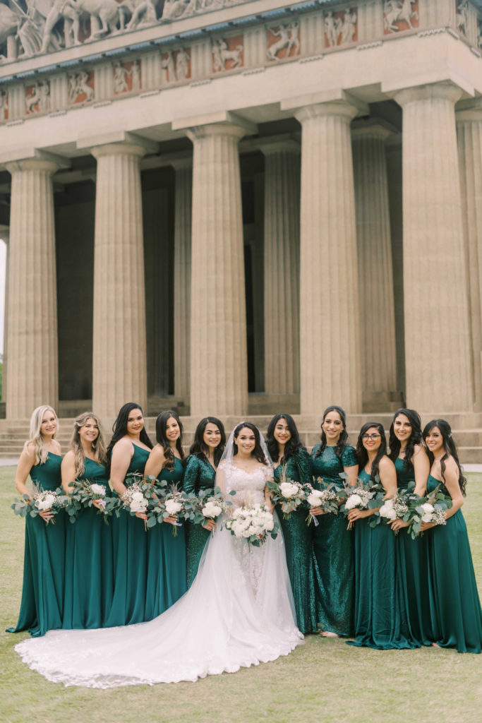 Emerald-Green-Bridesmaids-Dresses-Downtown Nashville Wedding- 